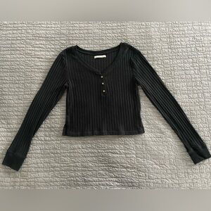 Abercrombie & Fitch Black Ribbed Long Sleeve Top - Size M